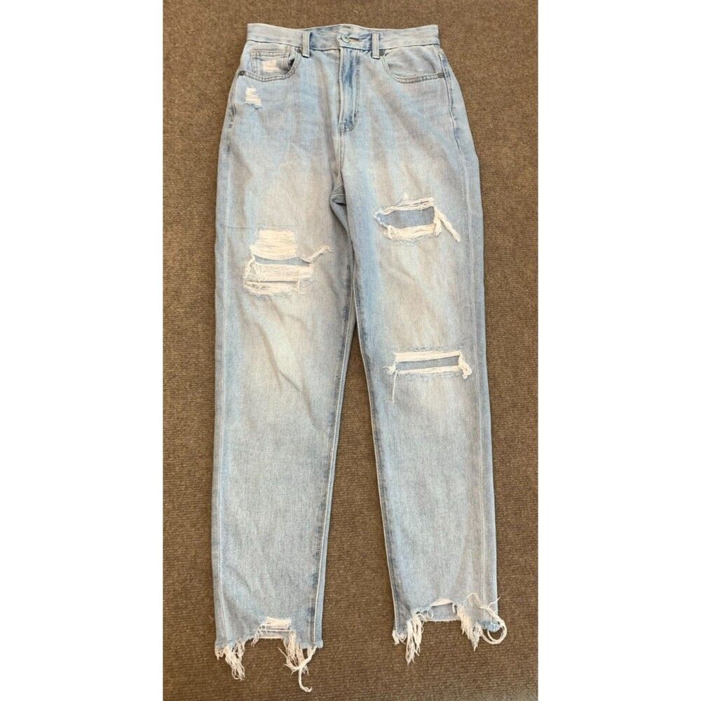 American Eagle Jeans Womens 2 Relaxed Curvy Mom High Rise Distressed Y2K Denim
